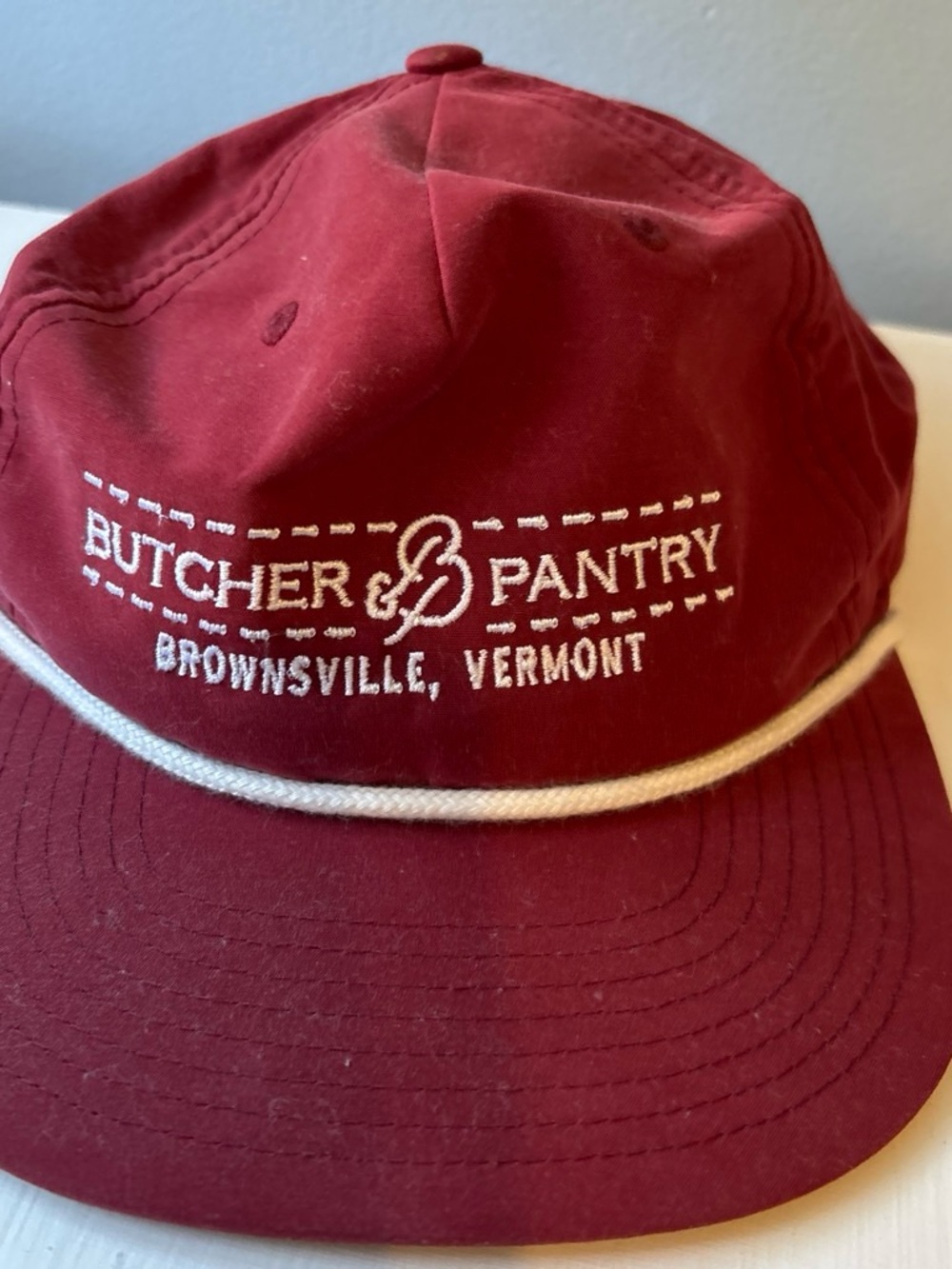Brownsville Vermont Maroon Rope-Detail Cap